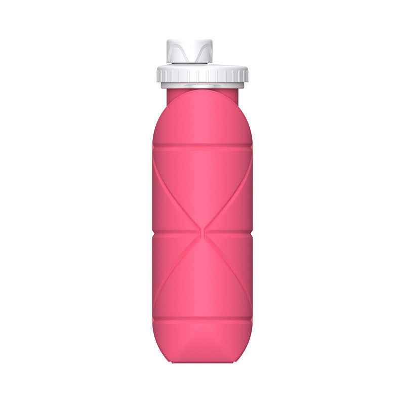 Pink Portable Silicone Collapsible Water Bottle - Foldable Sports Cup for Cycling and Outdoor Fitness-0