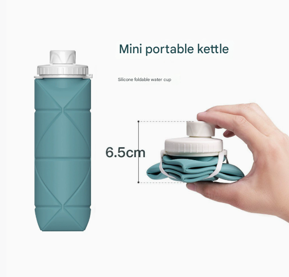 Pink Portable Silicone Collapsible Water Bottle - Foldable Sports Cup for Cycling and Outdoor Fitness-1