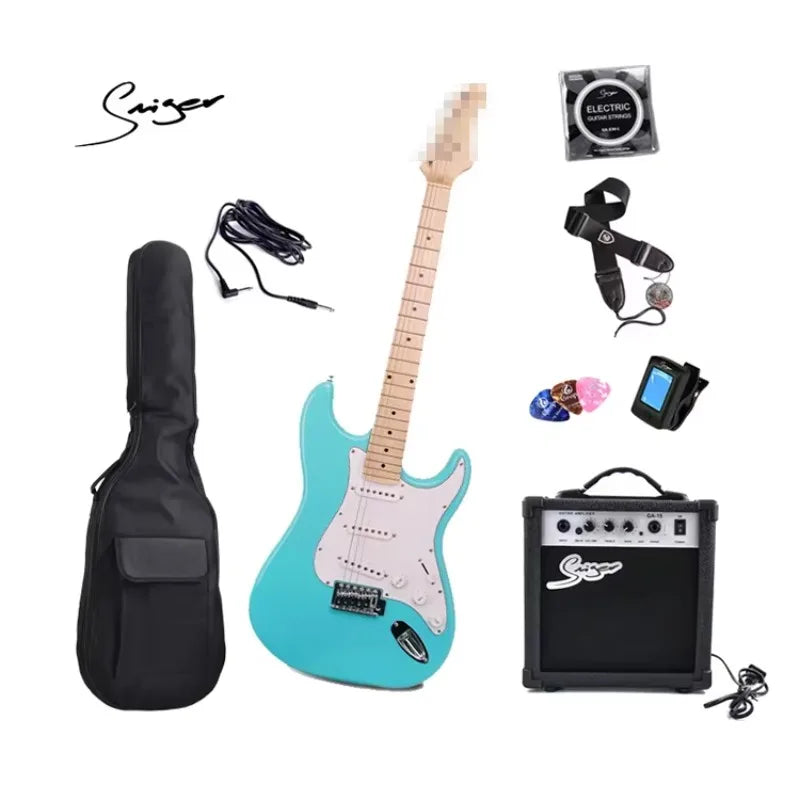 High Grade 6 Strings Solid Body Eletrica Guitarra High Glossy 22 Frets Metallic Finish Electric Guitare Kit with Amplifier