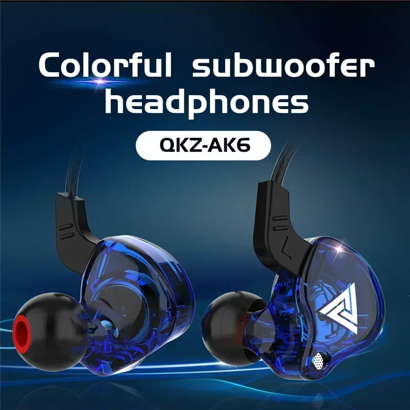NEW QKZ AK6 Copper Driver HiFi Wired Earphone 3.5MM Race Sport Headphone Bass Stereo Headset Music Earbuds In Ear With Mic