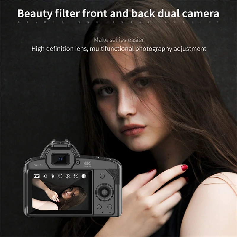 ELEC-D5 6400Megapixel HD Wifi Digital Video Camera 4K Dual Lens Camcorder With Display 16X Zoom DSLR Camera No Memory Card