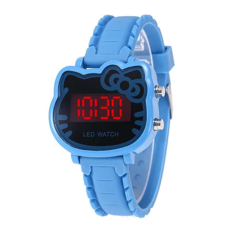 1pcs/set; Hot sale cute kt cat LED electronic watch silicone electronic children's watch female student watch