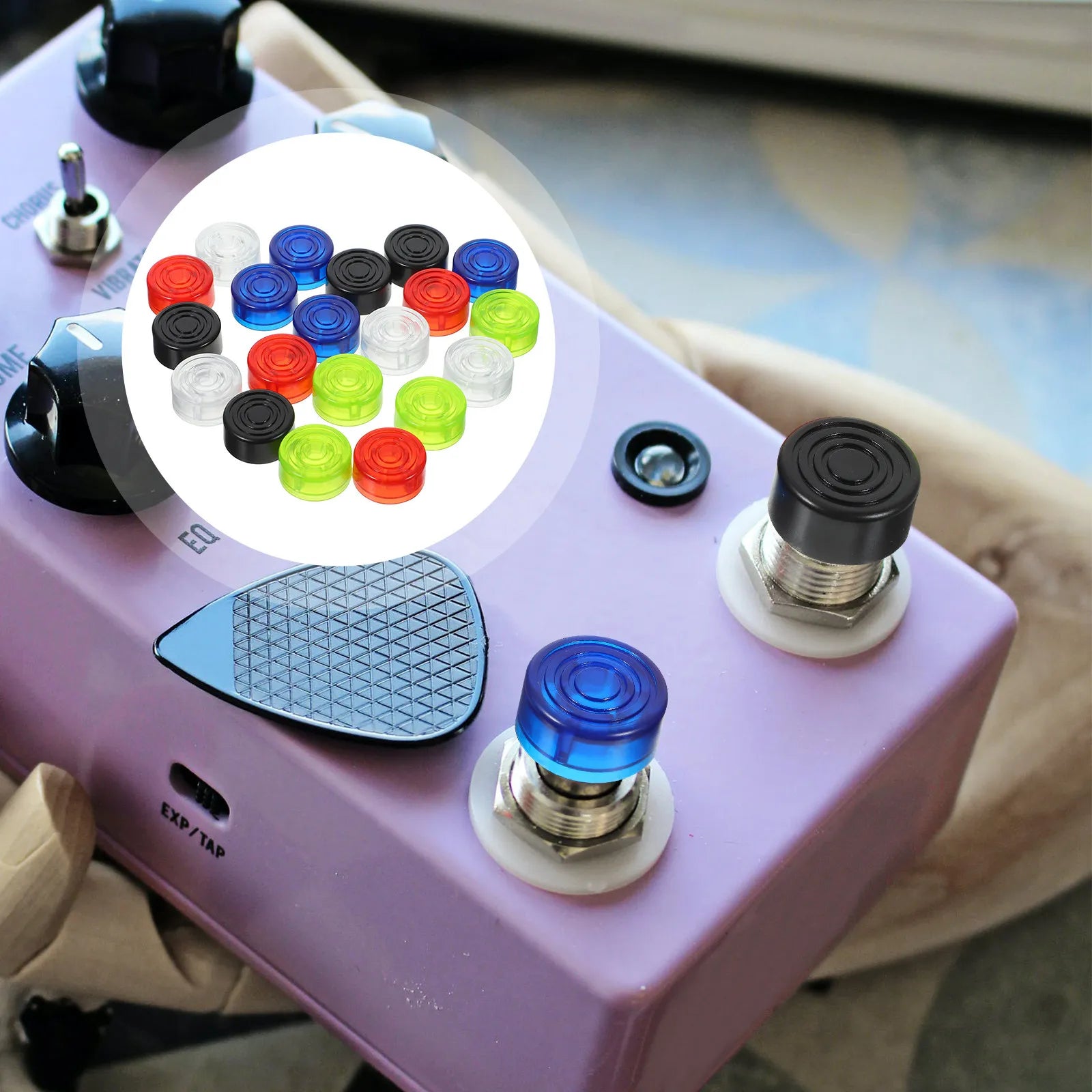 20Pcs Guitar Pedal Footswitch Buttons Electric Guitar Caps Replacement Knobs Easy Install No Tools Required Wide Compatibility