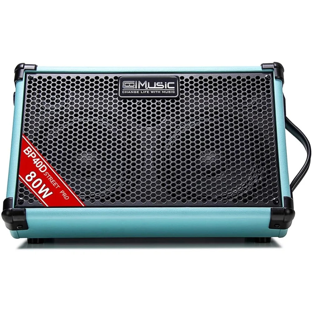 Powered Acoustic Guitar Amplifier- Portable Bluetooth Speaker 80W W/Battery with Reverb Chorus Delay Effect