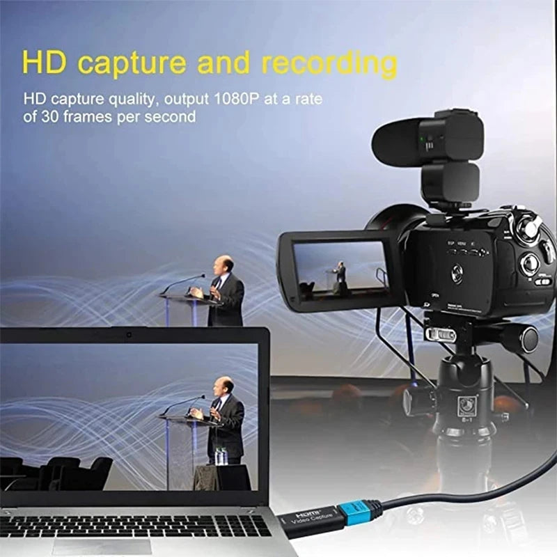 USB Audio Video Capture Card 4K 1080P HDMI-compatible USB 3.0 Record to DSLR Camcorder Action Cam for Gaming Streaming Teaching