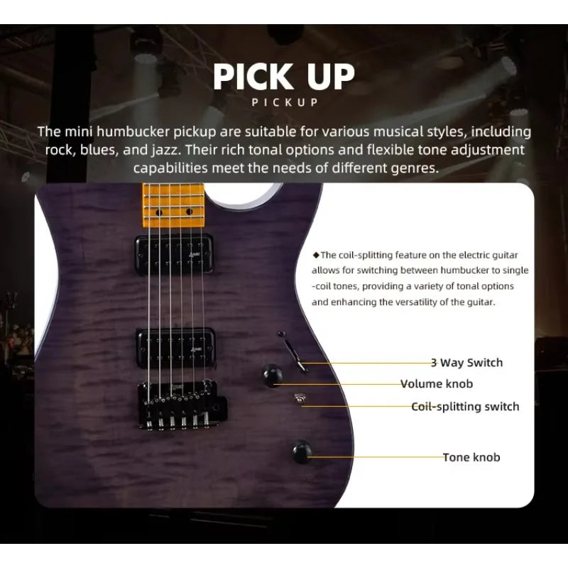 High Grade Poplar Body Roasted Maple Neck Fingerboard 24 Frets Round End Fret Guitar Electric
