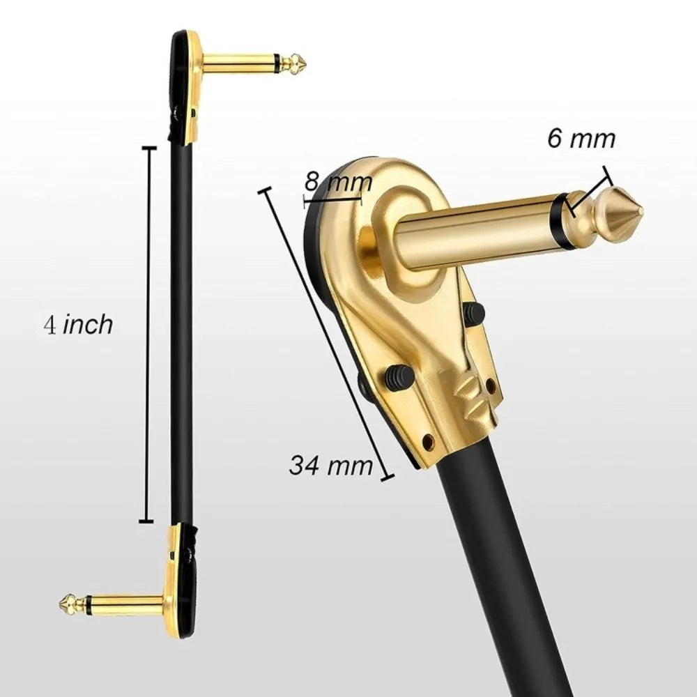 15cm/30cm Guitar Effects Pedal Cable Copper Core Flat Design Guitar Instrument Cable Surface Wire Right-angle Plug Cable