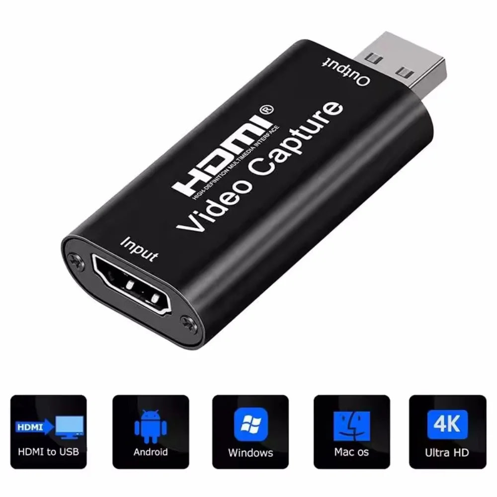USB Audio Video Capture Card 4K 1080P HDMI-compatible USB 3.0 Record to DSLR Camcorder Action Cam for Gaming Streaming Teaching