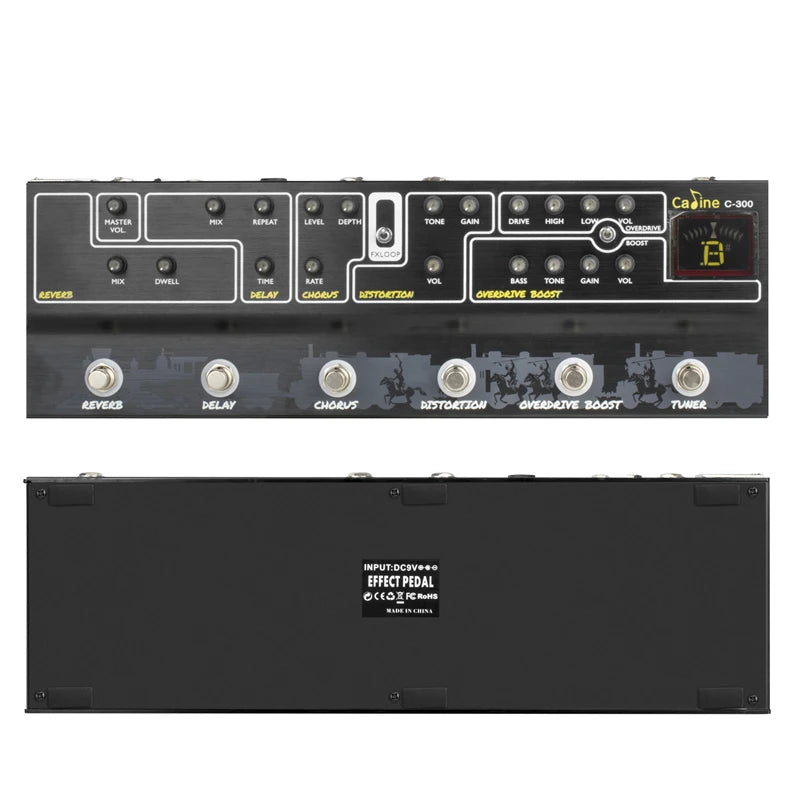 Caline C300 The Midnight Special Multi Effects Guitar Pedal Reverb Delay Chorus Distortion Overdrive Boost Effect Built-in Tuner