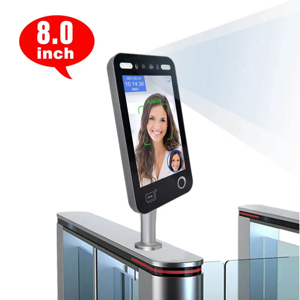 Hebrew 8 Inch Dynamic Face Recognition Biometric Fingerprint Machine  Face Recognition WiFi Cloud Supporte Access Control System
