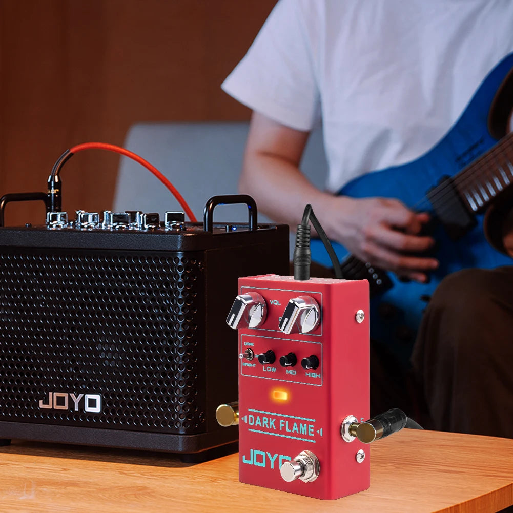 JOYO-R-17 DARK FLAME Distortion Pedal, High Gain Metal Effect, Multiple Tones, 3 Band EQ Pedal for Guitar, Riff Solo