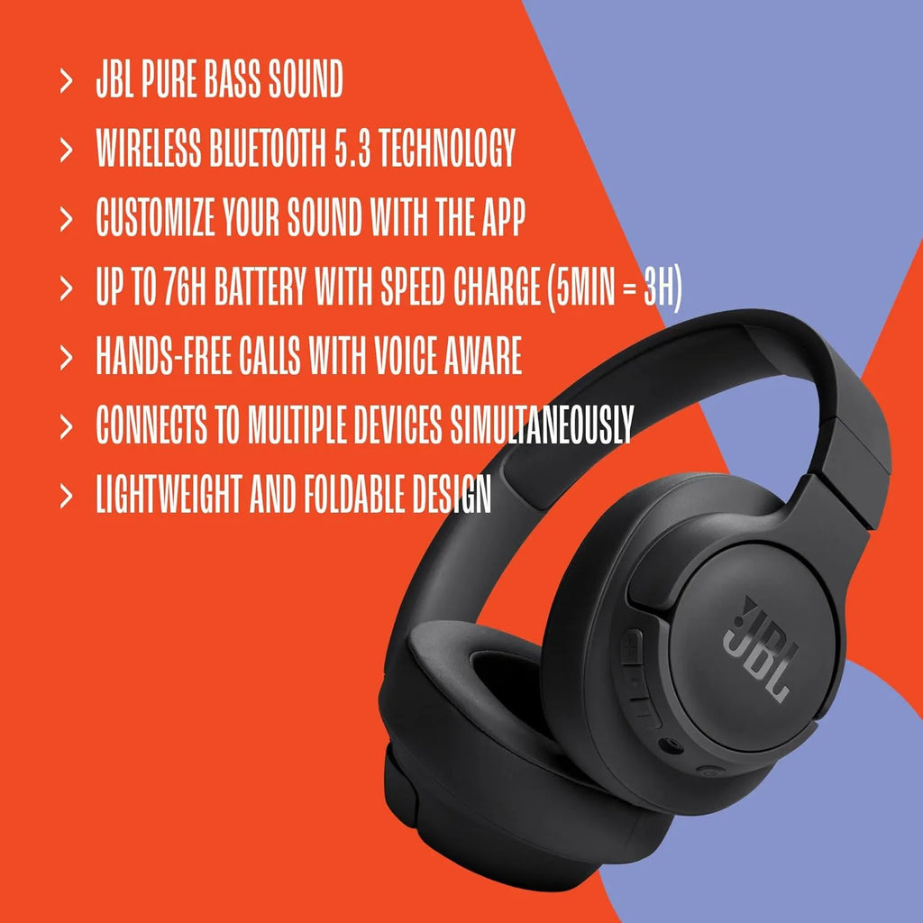JBL TUNE 720BT Authentic Original Product Over-ear Wireless Bluetooth Headphone 76-hour Long Battery Life Multi-point Connection