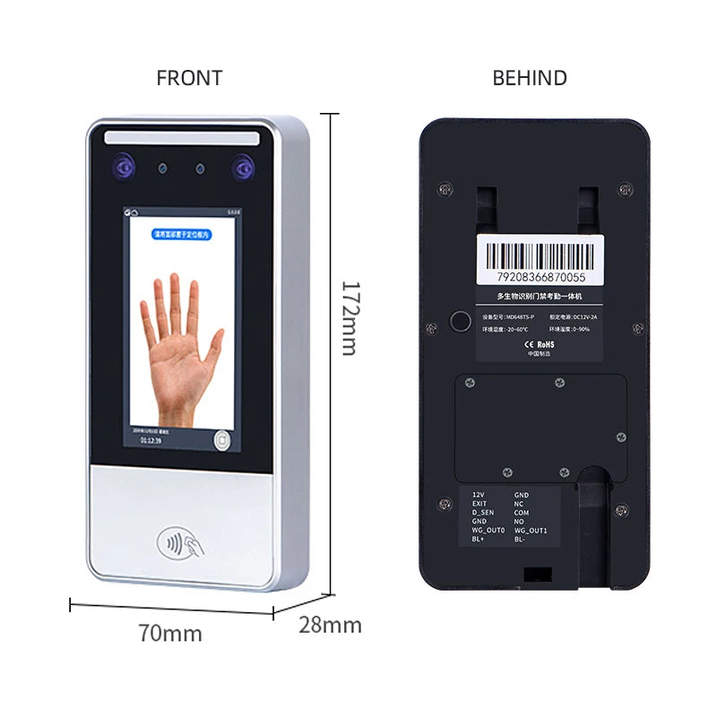 Multi-Biometric Attendance Machine with 5000 Fingerprint Storage Mask Detection Alarm Output Time Recording Product