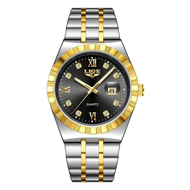 LIGE Original Quartz Man Wristwatch Fashion Luxury Date Waterproof Luminous Stainless Steel Casual Sports Clocks Watches for Men