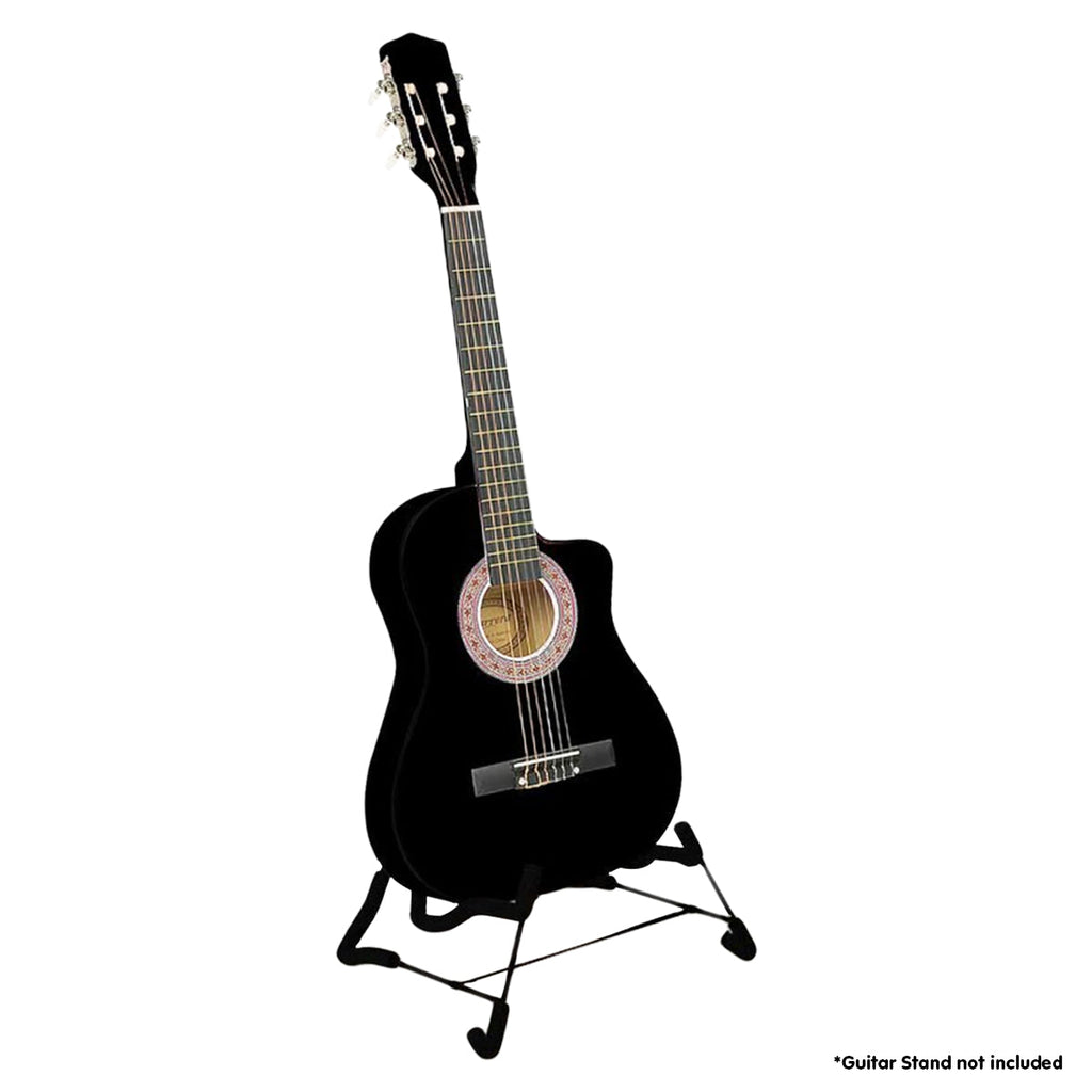 NNEDPE 38in Cutaway Acoustic Guitar with guitar bag - Black-2