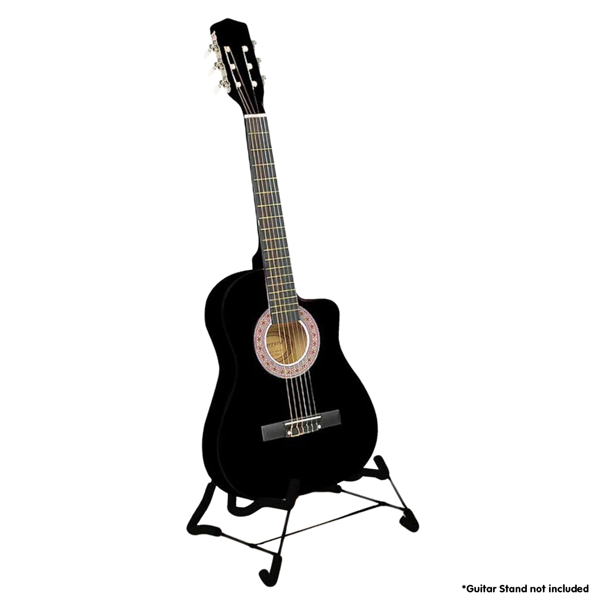 NNEDPE 38in Cutaway Acoustic Guitar with guitar bag - Black-2