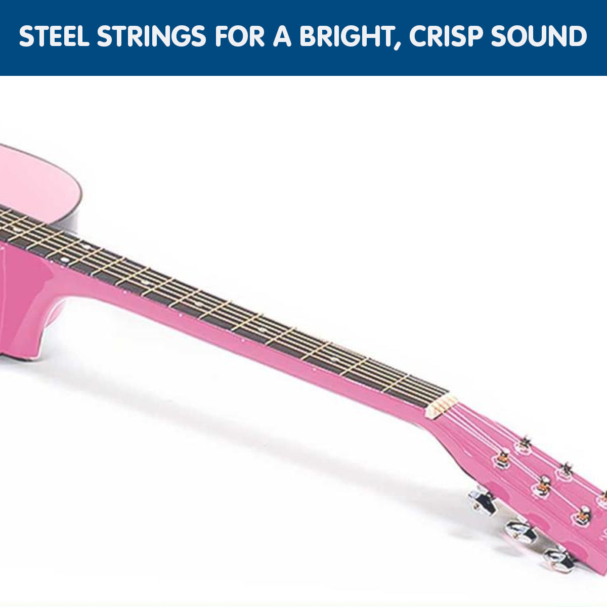 NNEDPE 38in Cutaway Acoustic Guitar with guitar bag - Pink-4