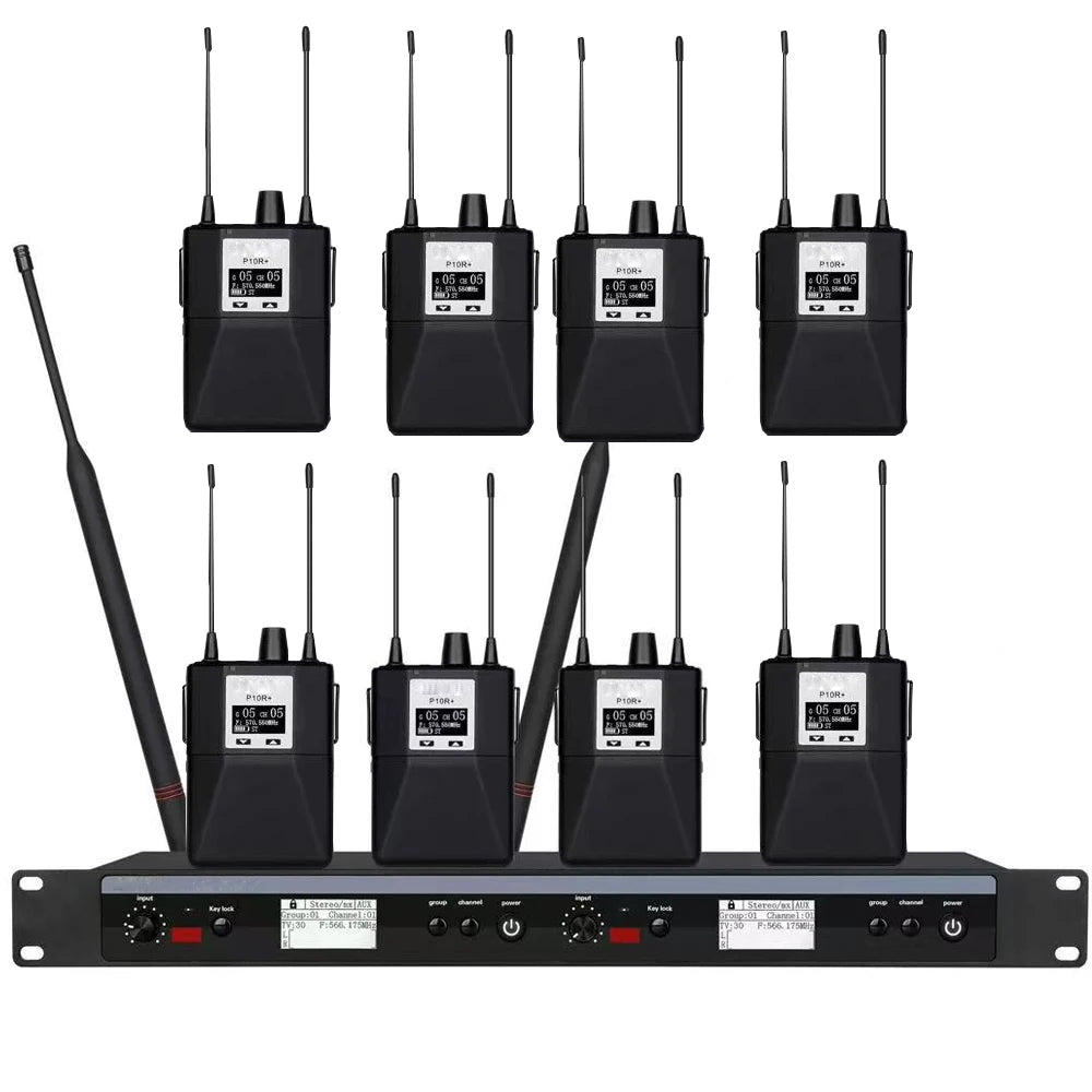 In-Ear Monitor System Professional Wireless Stereo 2/4/6/8 Channel Multi-Bodypack Monitor, Band Stage Outdoor In-Ear Monitor