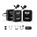 SYNCO Wireless Lavalier Microphone, G2(A2) 2.4G Dual Transmitter 48KHz 24Bit Lapel Mic 656FT 8H for Online Class Vlog
