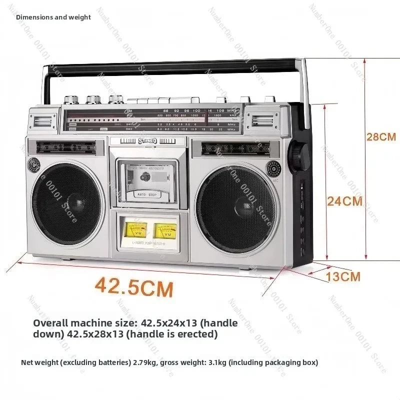 Tape machine Portable radio Cassette machine Bluetooth dual speaker stereo sound high power