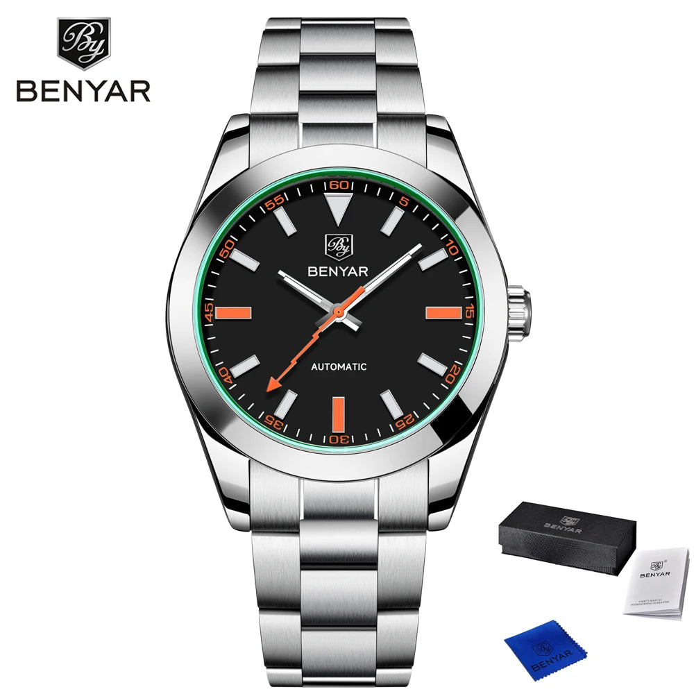 2026 New BENYAR Men's Watches Top Luxury Automatic Watch For Men Mechanical Wristwatch Stainless Steel Waterproof Luminous Gift