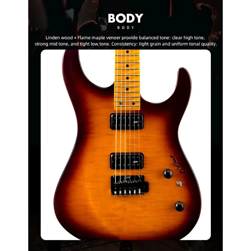High Grade Poplar Body Roasted Maple Neck Fingerboard 24 Frets Round End Fret Guitar Electric