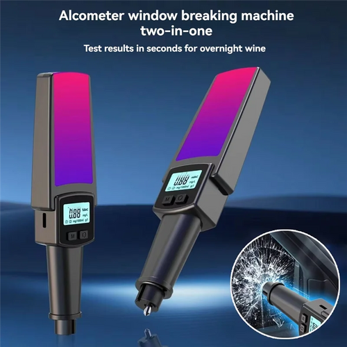 A003 2 In 1 Handheld Breathalyzer Digital Breath Alcohol Tester With Safety Hammer Window Breake Blowing Type Alcohol Tester