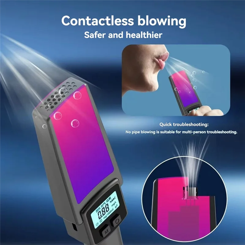 A003 2 In 1 Handheld Breathalyzer Digital Breath Alcohol Tester With Safety Hammer Window Breake Blowing Type Alcohol Tester