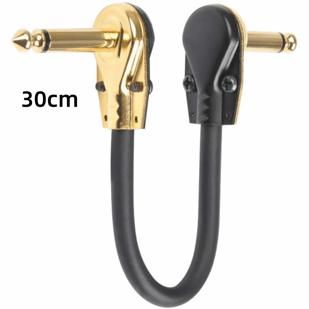 15cm/30cm Guitar Effects Pedal Cable Copper Core Flat Design Guitar Instrument Cable Surface Wire Right-angle Plug Cable