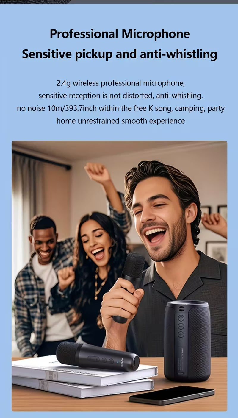 NNETM Wireless Speaker with Dual Karaoke Microphones-4