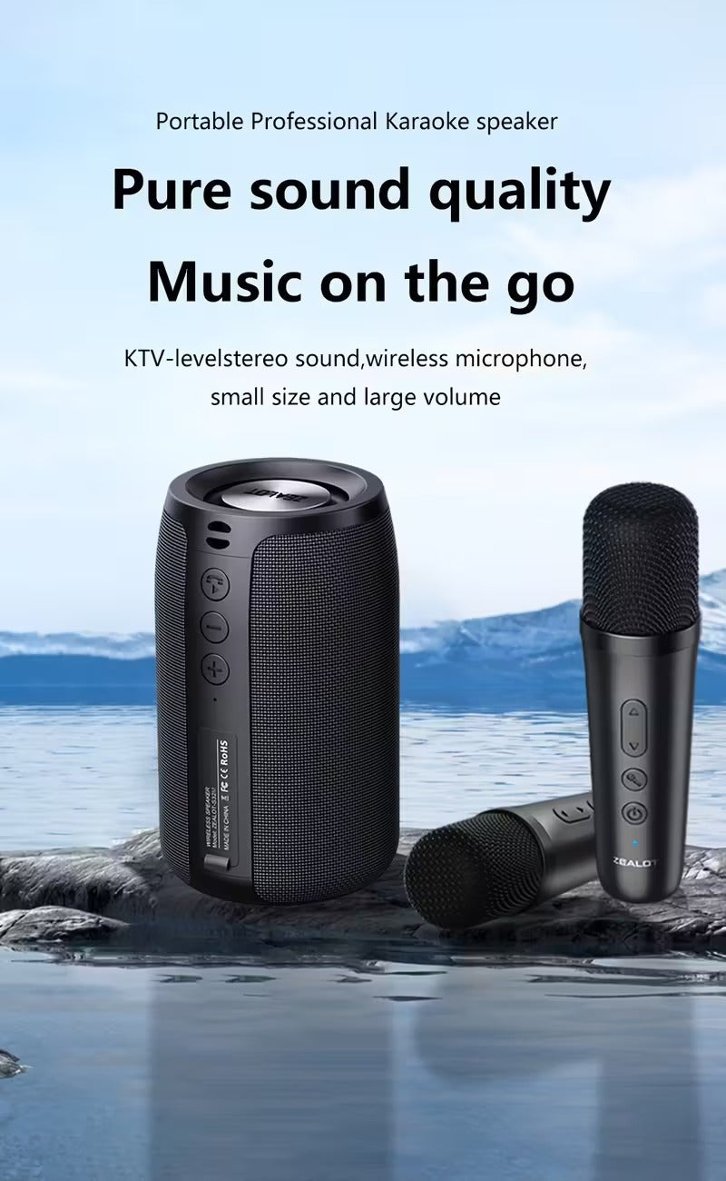 NNETM Wireless Speaker with Dual Karaoke Microphones-2